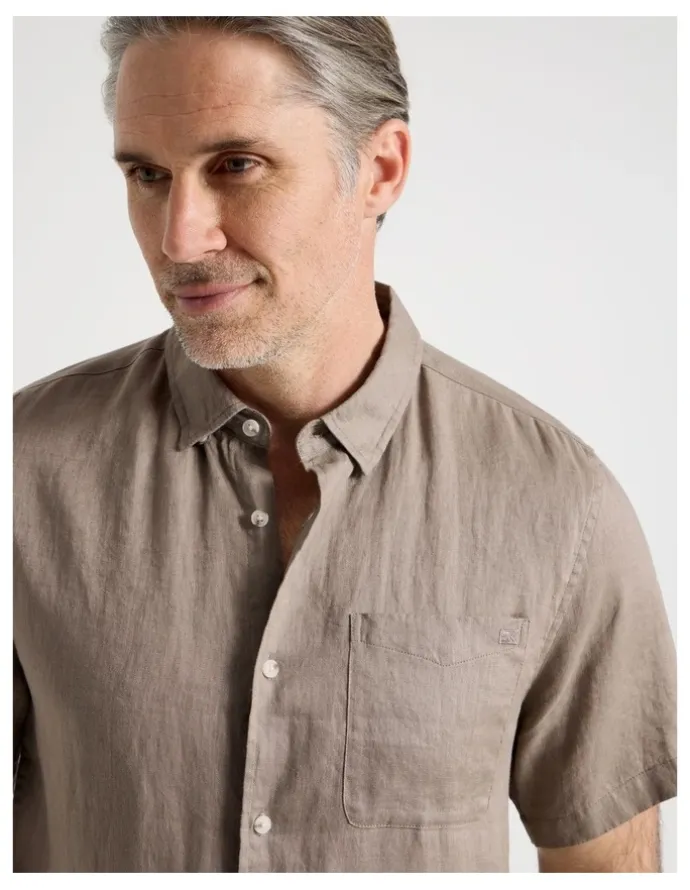 Regatta Short Sleeve Linen Shirt in Taupe