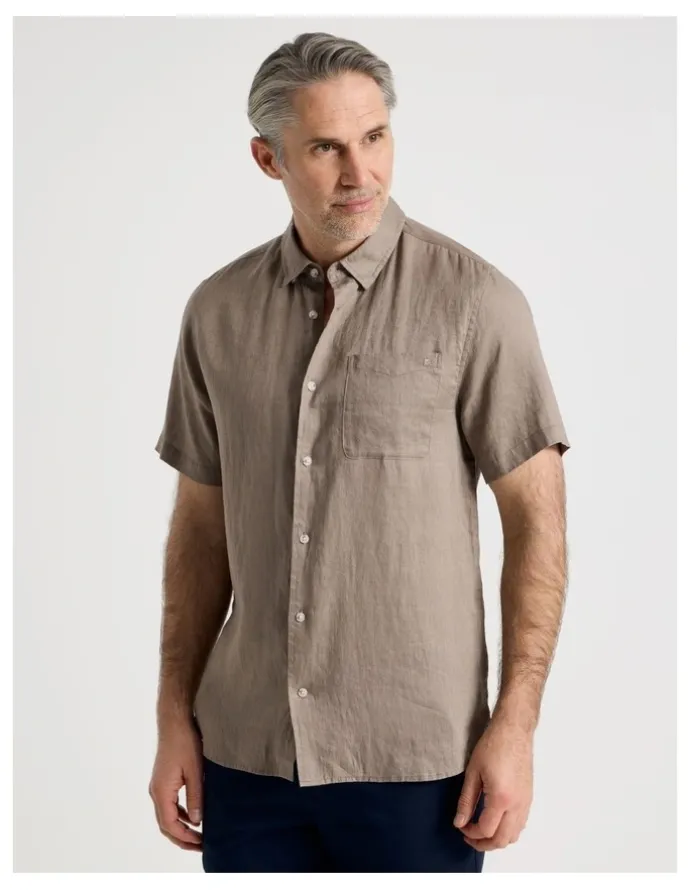 Regatta Short Sleeve Linen Shirt in Taupe
