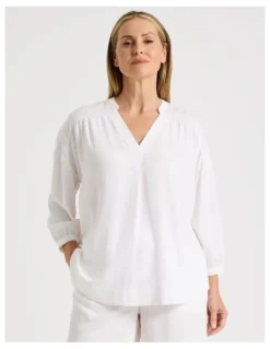 Regatta Woven V Neck Sleep Top in White
