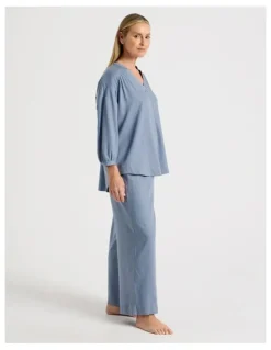 Regatta Woven V Neck Sleep Top in Coastal Blue