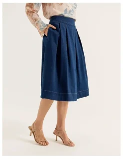 Review Giverny Denim Skirt in Mid Blue Wash