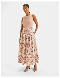 Review Tropics Maxi Skirt in Ivory