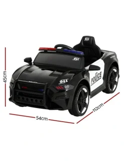 Rigo Electric Ride on Car Patrol Police Cars Battery Powered in Black