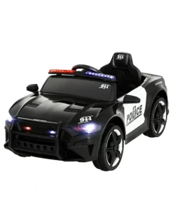 Rigo Electric Ride on Car Patrol Police Cars Battery Powered in Black