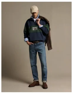R.M.Williams Heritage Panel Quarter Zip Worker Blue