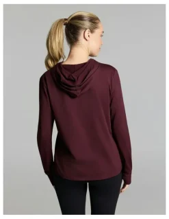Rockwear Activate Brushed Hooded Long Sleeve Cherry Cola