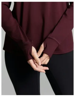 Rockwear Activate Brushed Hooded Long Sleeve Cherry Cola