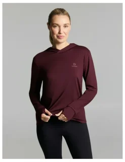 Rockwear Activate Brushed Hooded Long Sleeve Cherry Cola