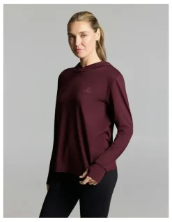 Rockwear Activate Brushed Hooded Long Sleeve Cherry Cola