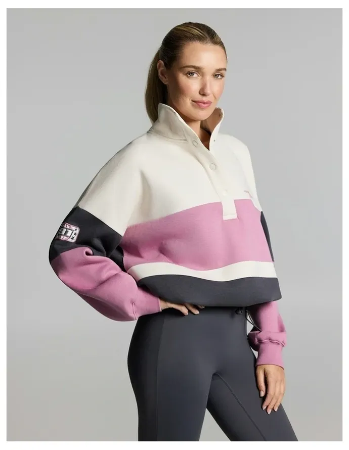 Rockwear Cosy Fleece Blocked Snap Crew Zinc
