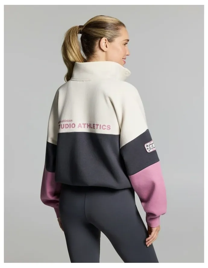 Rockwear Cosy Fleece Blocked Snap Crew Zinc