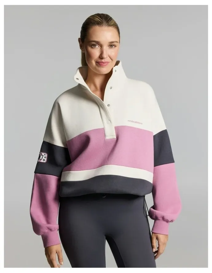 Rockwear Cosy Fleece Blocked Snap Crew Zinc