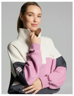 Rockwear Cosy Fleece Blocked Snap Crew Zinc