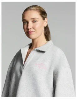 Rockwear Cosy Fleece Collared Sweatshirt Mid Grey Marle