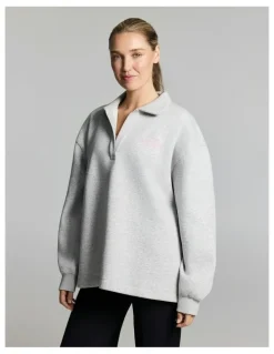 Rockwear Cosy Fleece Collared Sweatshirt Mid Grey Marle