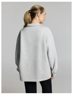 Rockwear Cosy Fleece Collared Sweatshirt Mid Grey Marle