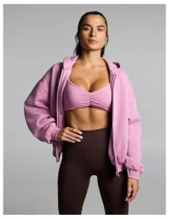 Rockwear Cosy Fleece Zip Through Hoodie Dusty Pink