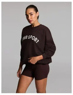Rockwear Cotton Fleece Crew Neck Sweat Top in Cocoa