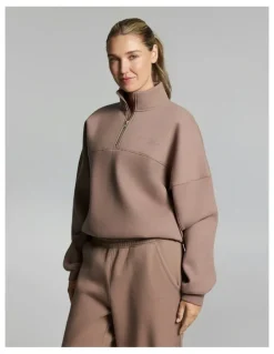Rockwear Luxe Fleece Half Zip Coffee