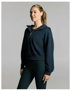 Rockwear Plush Fleece Half Zip Hoodie Teal