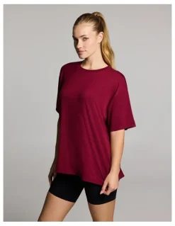 Rockwear Relaxed Side Split Tee in Ruby