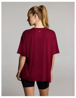 Rockwear Relaxed Side Split Tee in Ruby