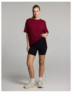 Rockwear Relaxed Side Split Tee in Ruby