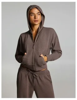 Rockwear Waffle Zip Through Hoodie Milk Choc