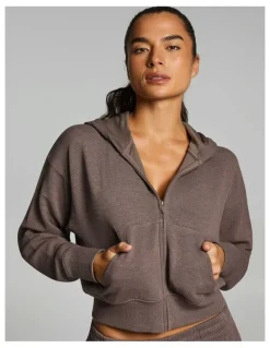 Rockwear Waffle Zip Through Hoodie Milk Choc
