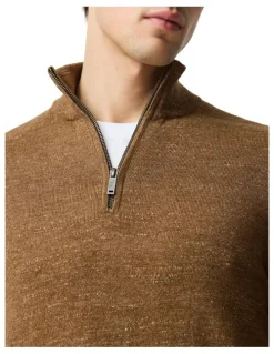 Rodd & Gunn Fortrose 1/4 Zip Knit in Nutmeg
