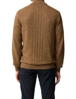 Rodd & Gunn Fortrose 1/4 Zip Knit in Nutmeg