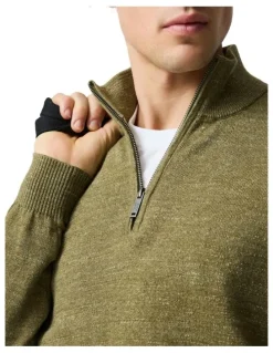 Rodd & Gunn Fortrose 1/4 Zip Knit in Olive