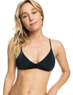 Roxy Beach Classics Athletic Triangle Bikini Top in Black