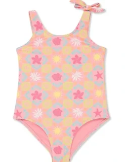 Roxy Check One Piece Swimsuit Pink