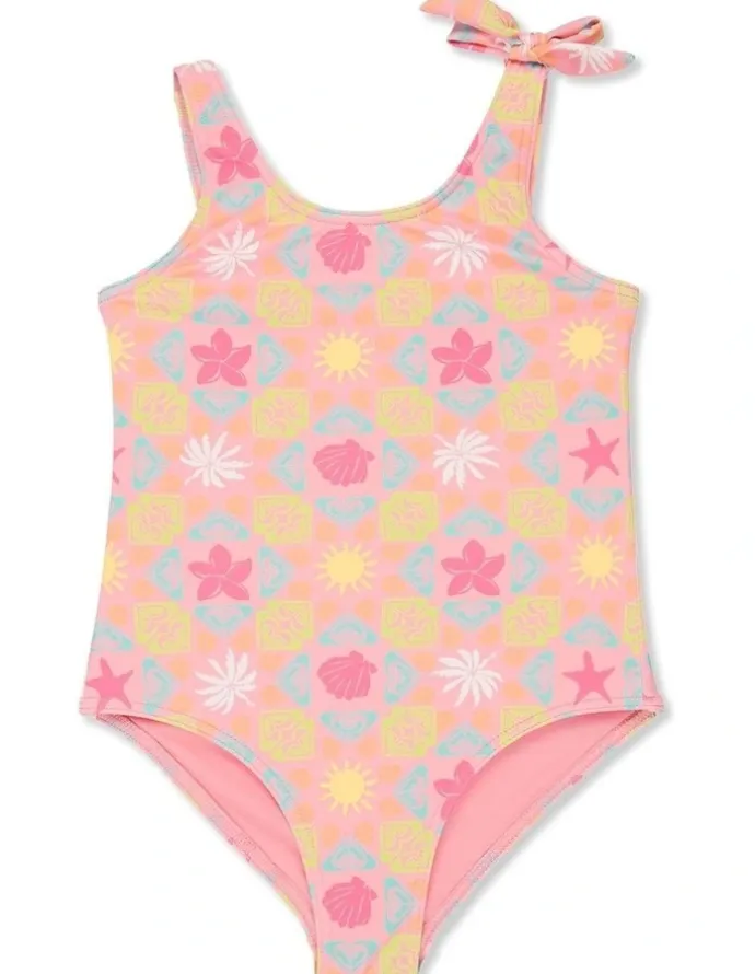 Roxy Check One Piece Swimsuit Pink