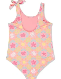 Roxy Check One Piece Swimsuit Pink