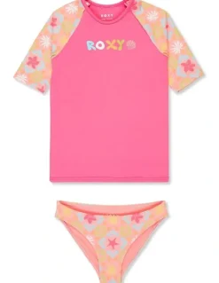 Roxy Check TW Lycra Set Rash Vest Pink