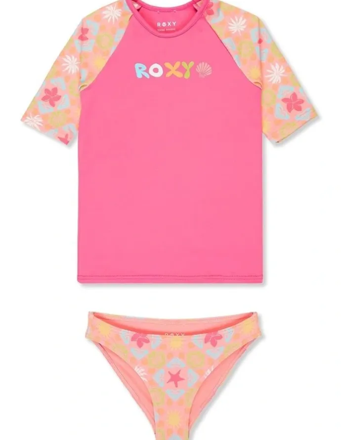 Roxy Check TW Lycra Set Rash Vest Pink