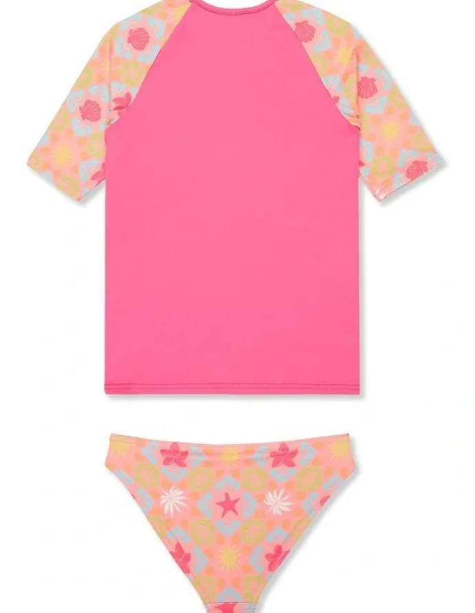 Roxy Check TW Lycra Set Rash Vest Pink