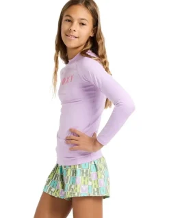 ROXY Essentials Long Sleeve Lycra Rash Vest in Crocus Petal