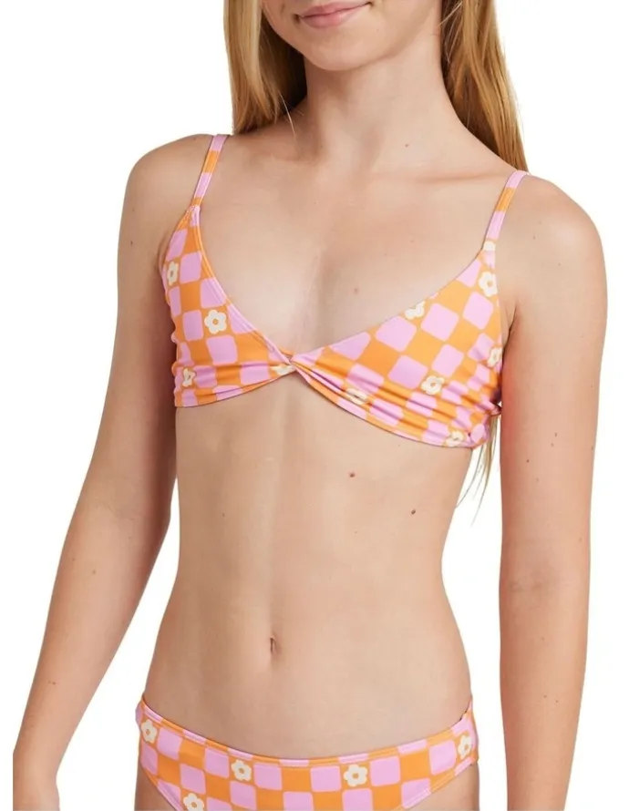 Roxy Flower Check Tri Set in Orange