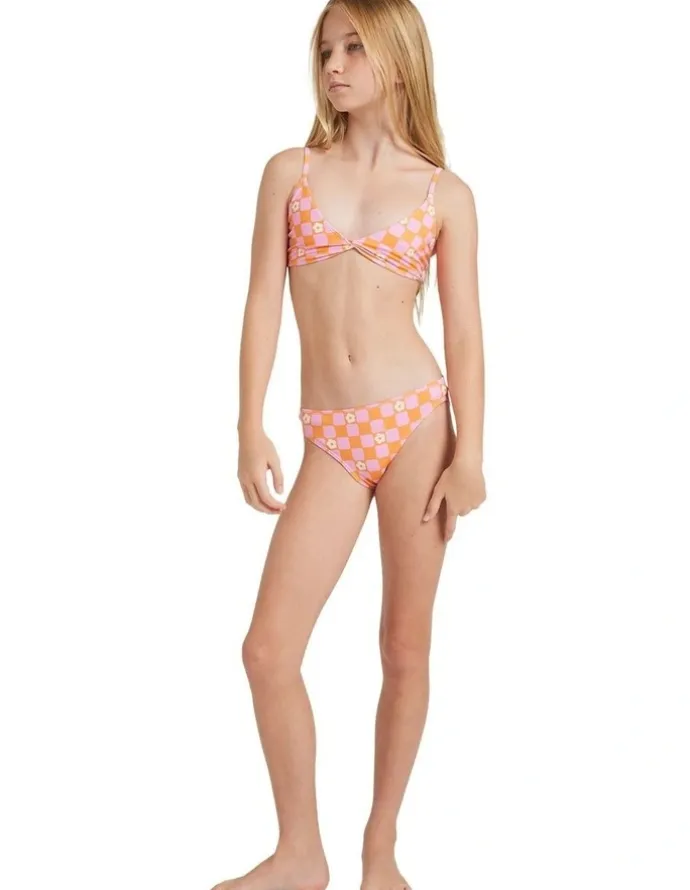 Roxy Flower Check Tri Set in Orange