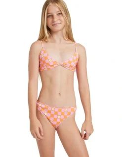 Roxy Flower Check Tri Set in Orange
