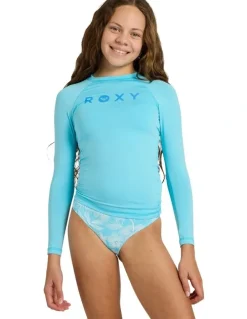 Roxy Girls 8-16 Essential Long Sleeve Rashguard in Blue