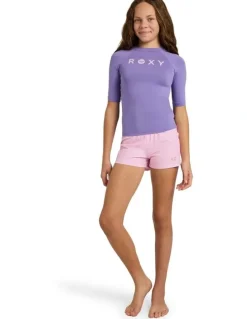 Roxy Girls 8-16 Essential Short Sleeve Rashguard in Purple