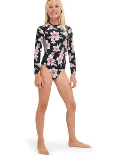 Roxy Girls 8-16 Of The Pacific Long Sleeve One Piece Swimsuit in Assorted