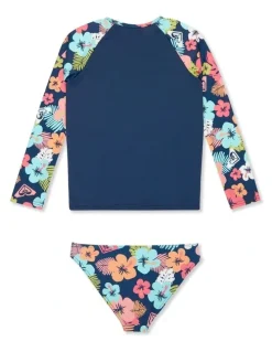 Roxy Morning Flower Lycra Set Rash Vest Blue