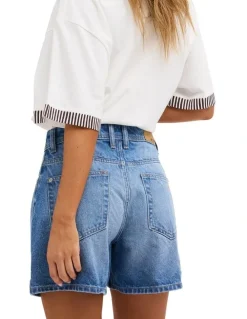 Roxy Morning Splendour Mid Denim Shorts in Blue