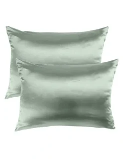 Royal Comfort Mulberry Silk Pillowcase Twin Pack with Gift Box (51x76cm) in Sage