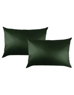Royal Comfort Soft Silk Luxurious Hypoallergenic Pillowcase Twin Pack in Green
